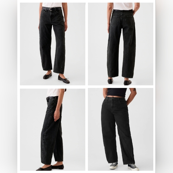 GAP Barrel Jeans Black High Rise Rigid Denim Women's Size 16 - Picture 2 of 16